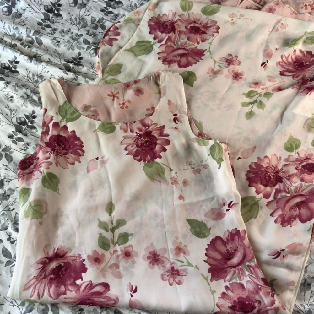 Vintage 2-in-1 Cottage Core Lightweight Floral Maxi Dress - Picture 2 of 8